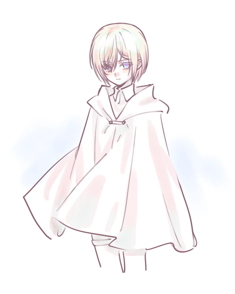 Louie wearing a cape.