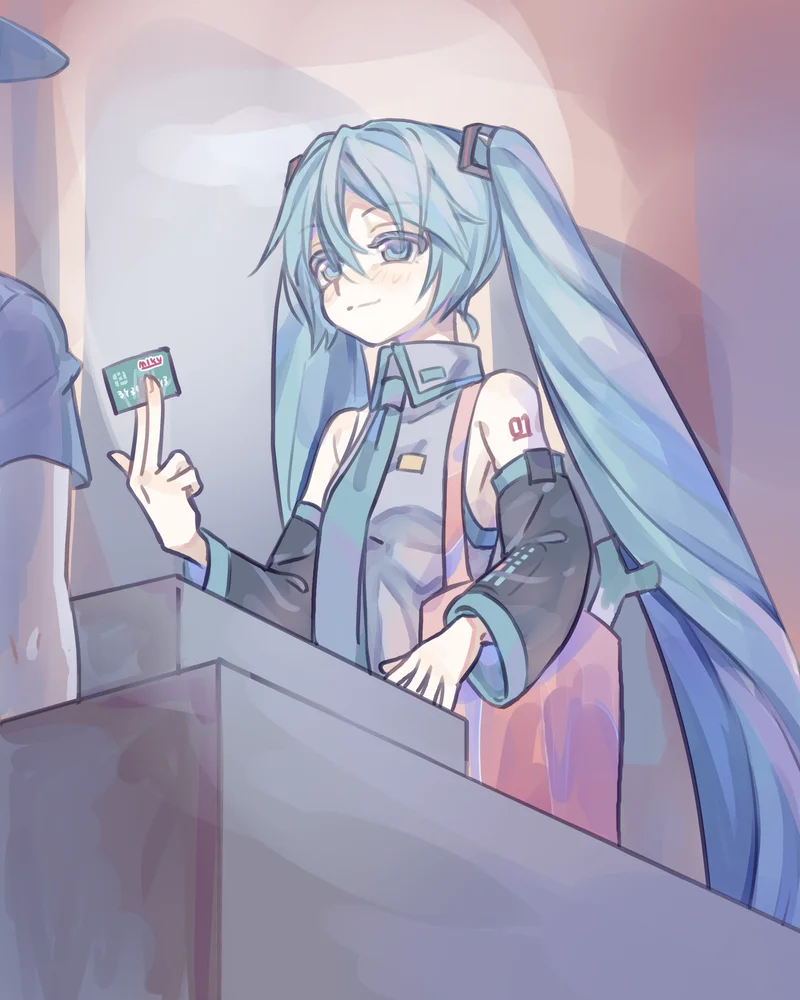 Miku is showing her credit card